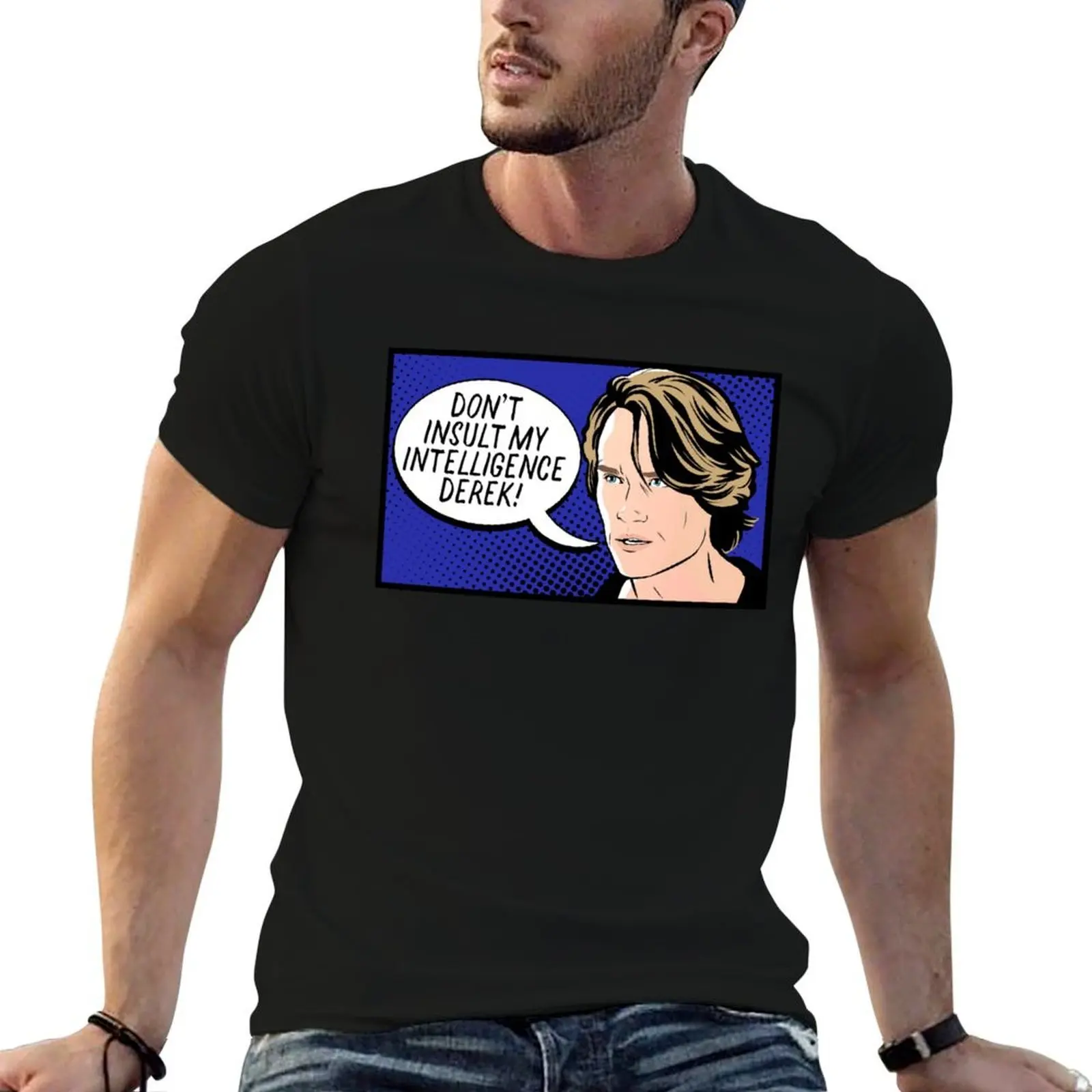 ¡No insultes mi inteligencia, Derek! Camiseta estilo John Paul Jones del soltero del paraíso en arte pop