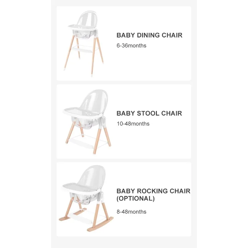 Modern design wooden baby high chair folding safety tableware for bathroom living room kitchen