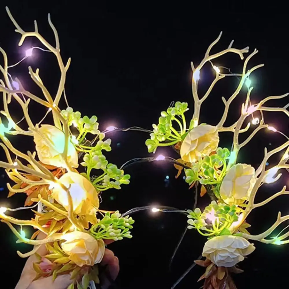 عقال أضواء LED LED توهج عقال الملونة الراتنج وامض عقال البلاستيك مضيئة مضيئة الغزلان القرن رباط شعر الاطفال هدية