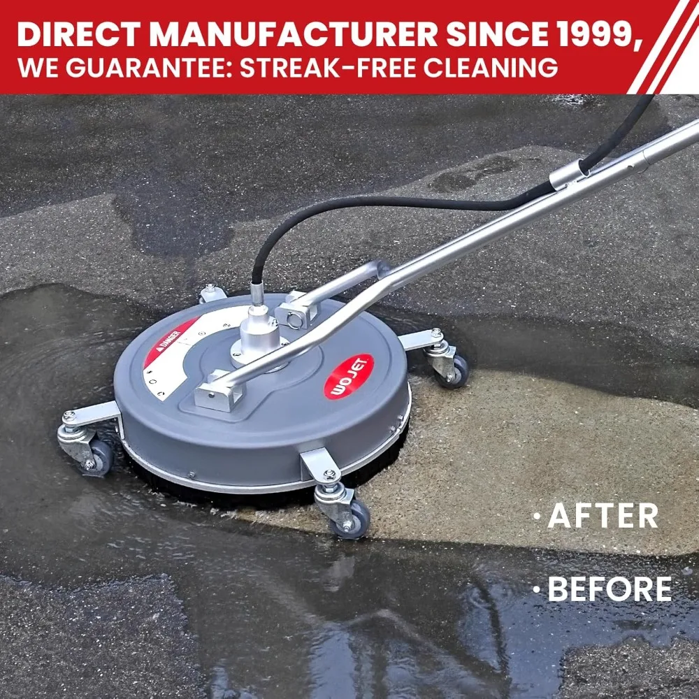 18” Pressure Washer Surface Cleaner with 4 Wheels & Dual Handles, 4500PSI Surface Cleaner Attachment for Pressure Washer