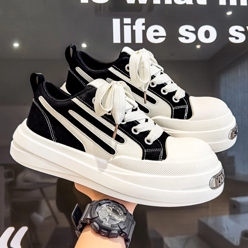 

Новые мужские повседневные кроссовки 2026 года: модные, универсальные, на толстой подошве, увеличенной высоты, нескользящие, износостойкие, из денима и канваса