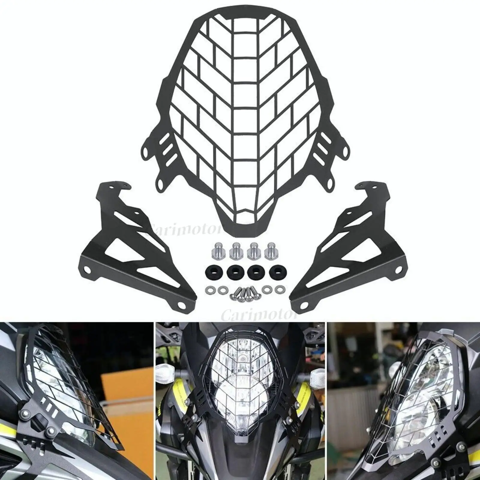 Black Front Headlight Guard Grill Protector Cover for Suzuki V-STROM 1000 2017-2021