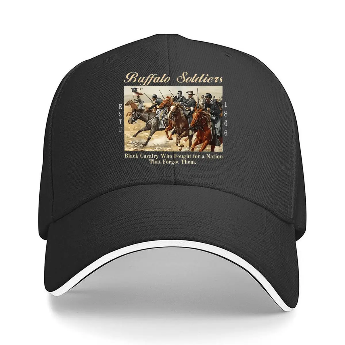 Buffalo Soldiers Black Cavalry Sandwich Baseball Cap