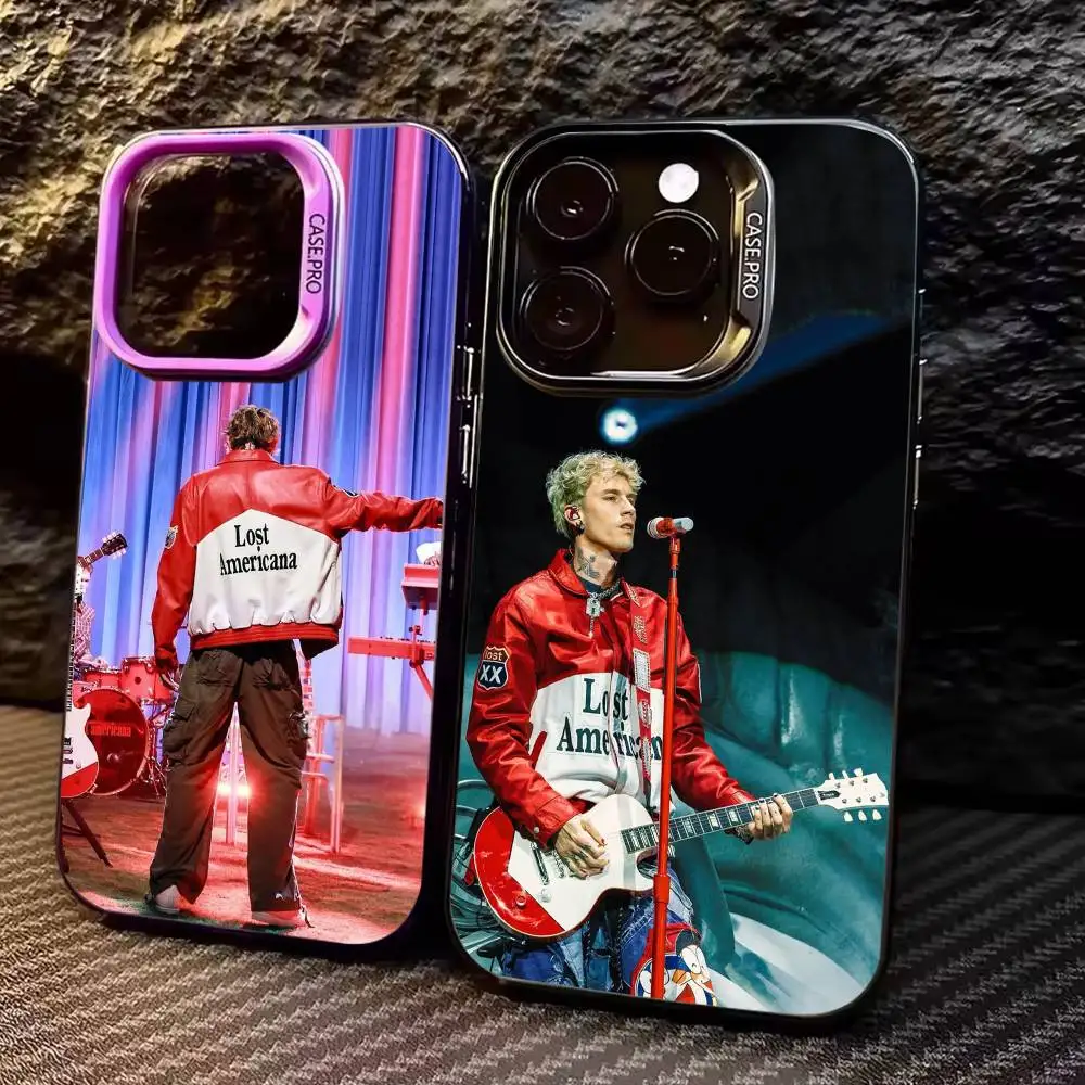 

M-MGK L-Lost Americana Phone Case For iPhone17,16,15,14,13,12,11 Plus,Pro Max Colored Silver Plated Inside Cover