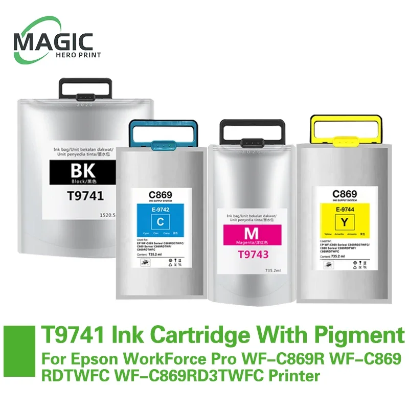 

T9741 T9742 T9743 T9744 Ink Cartridge With Pigment Ink For Epson WorkForce Pro WF-C869R WF-C869RDTWFC WF-C869RD3TWFC Printer