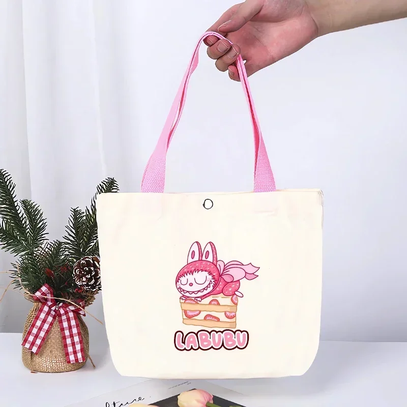 

Labubu Girl Travel Tote Case Cute Anime Print Shopping Hand Bag Women Office Portable Canvas Pouch Bag Y2K Kawaii Party Gift Hot