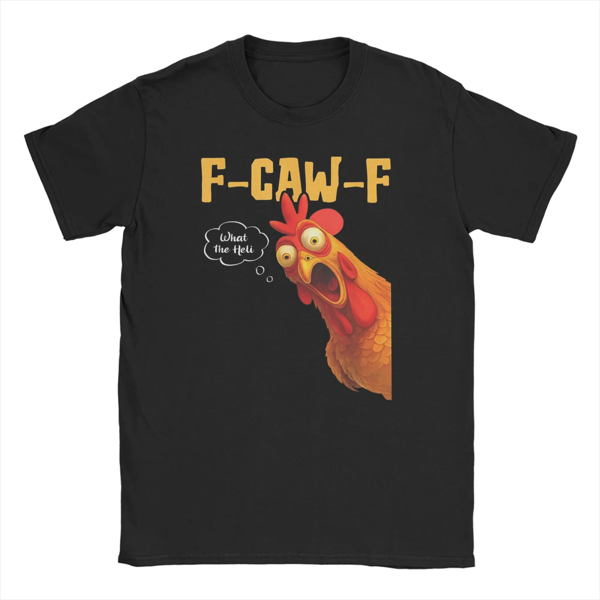 

Мужские и женские футболки F-Caw-F What The-Heli Black Crow Black Bird Chicken Rooster Хлопковая футболка Футболка с круглым вырезом Топы на день рождения