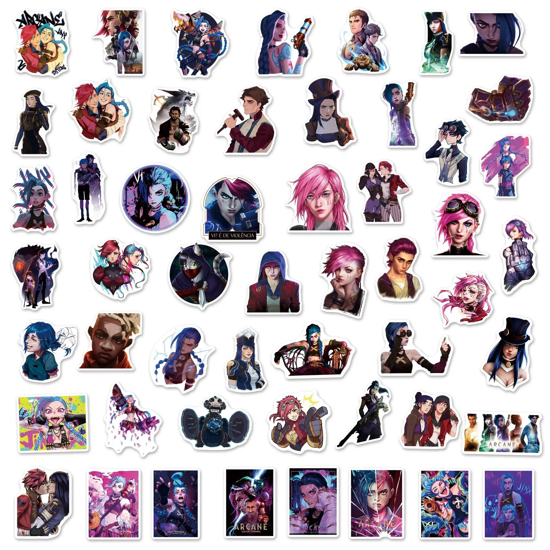 50PCS Arcane League of Legends Stickers Cool Game Animation LOL Decals Scrapbook Luggage Laptop Phone Guitar Bike Cartoon Toys