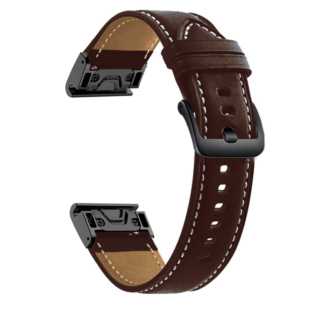 26 22Mm Lederen Horlogeband Wriststrap Voor Garmin Fenix 6X 6 Pro 5X 5 7X 7 3HR Gemakkelijk Fit quick Release Wirstband Fenix6