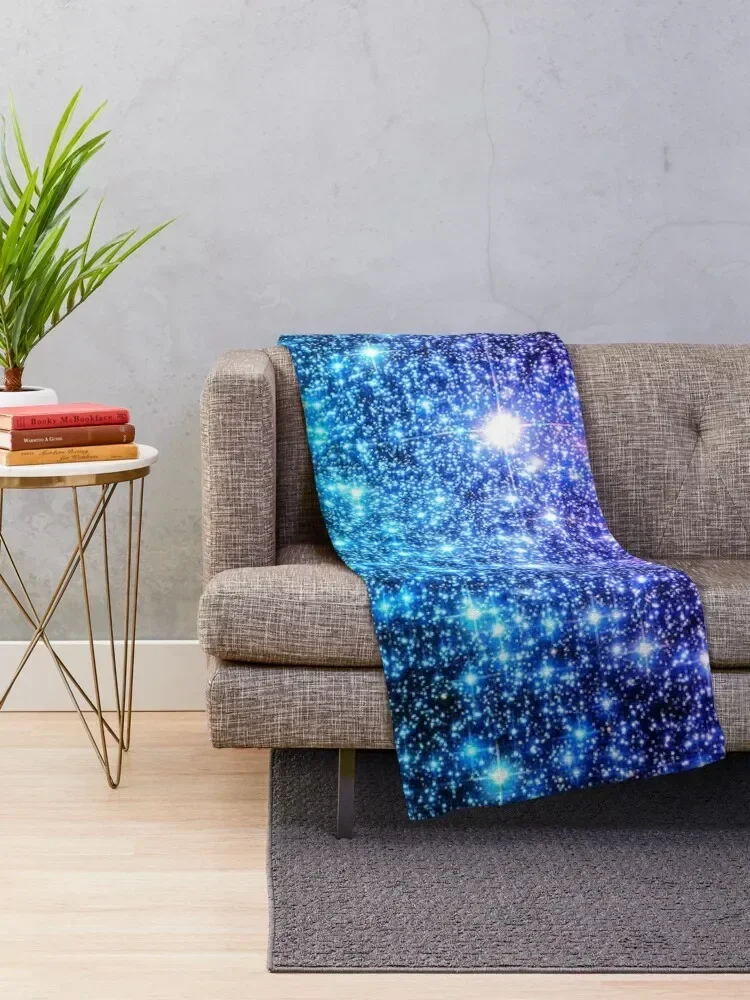 Galaxy Sparkle Stars Turquoise Blue Purple Hot Pink Throw Blanket Plaid on the sofa sofa bed Shaggy Blankets