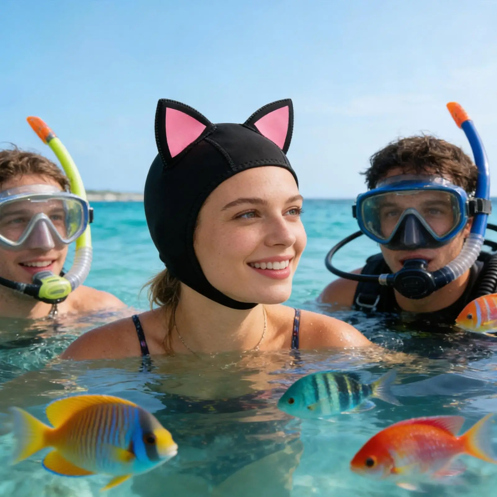 Neoprene Hood Adjustable Thermal Swimming Hat Cat Ears Neoprene Diving Hood For Snorkeling Surfing Sailing Kayaking Water Sports