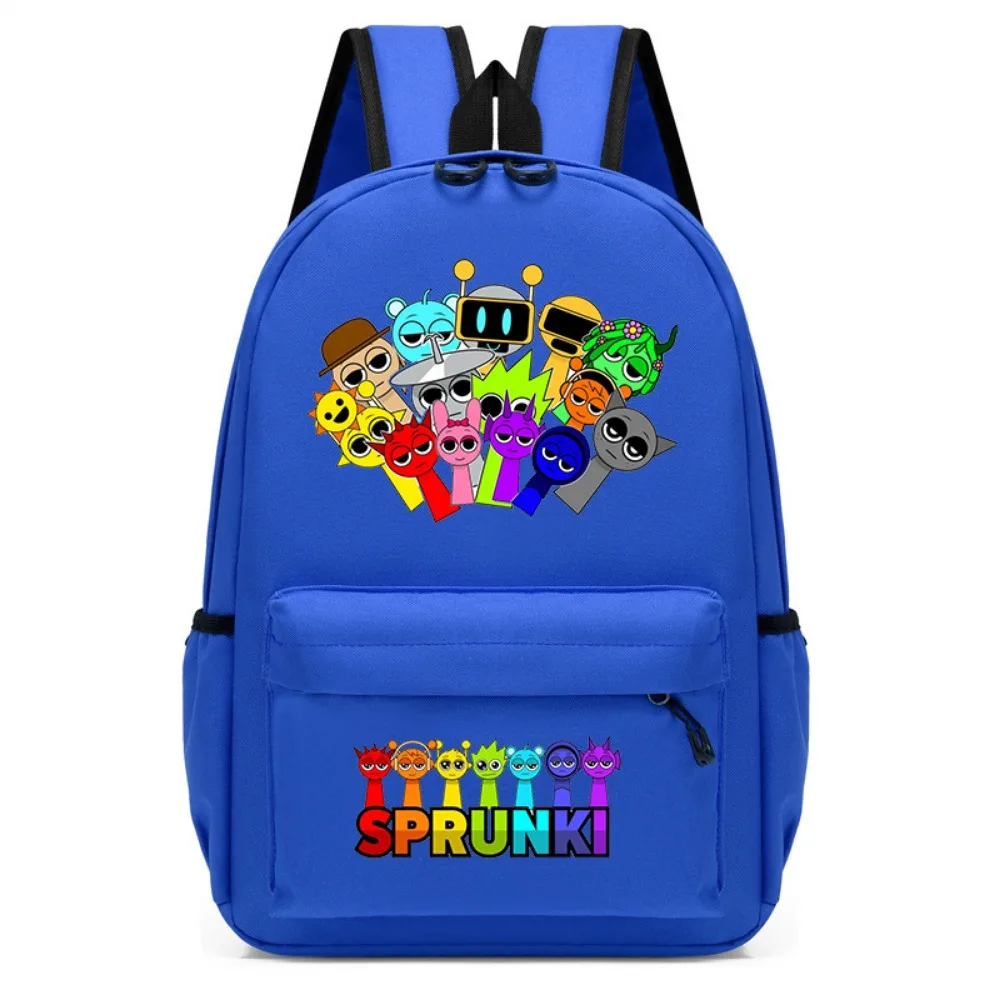 Kawaii Sprunki Mochila impermeável de desenho animado Mochila de viagem multifuncional de grande capacidade com armazenamento de sapatos multicamadas