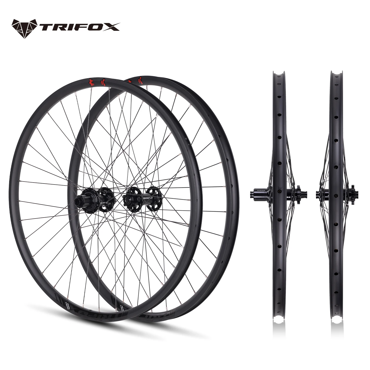 TRIFOX MTB Bike Wheelset 29 Inch 25mm Wide 148 Boost Thru Axle 6 Pawls Alloy Mountain Bicycle Wheel Spoke