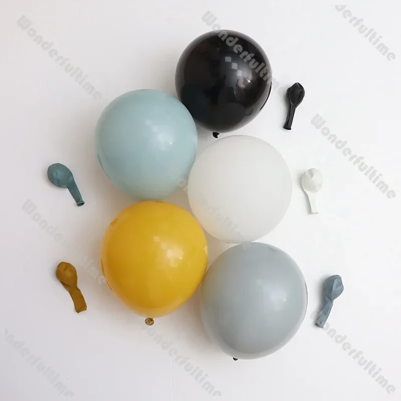 5/10/12/18in Black White Grey Matte Boho Balloons Blue Yellow Engineering Vehicle Theme Baby Shower 1stBirthday Kids Party Decor