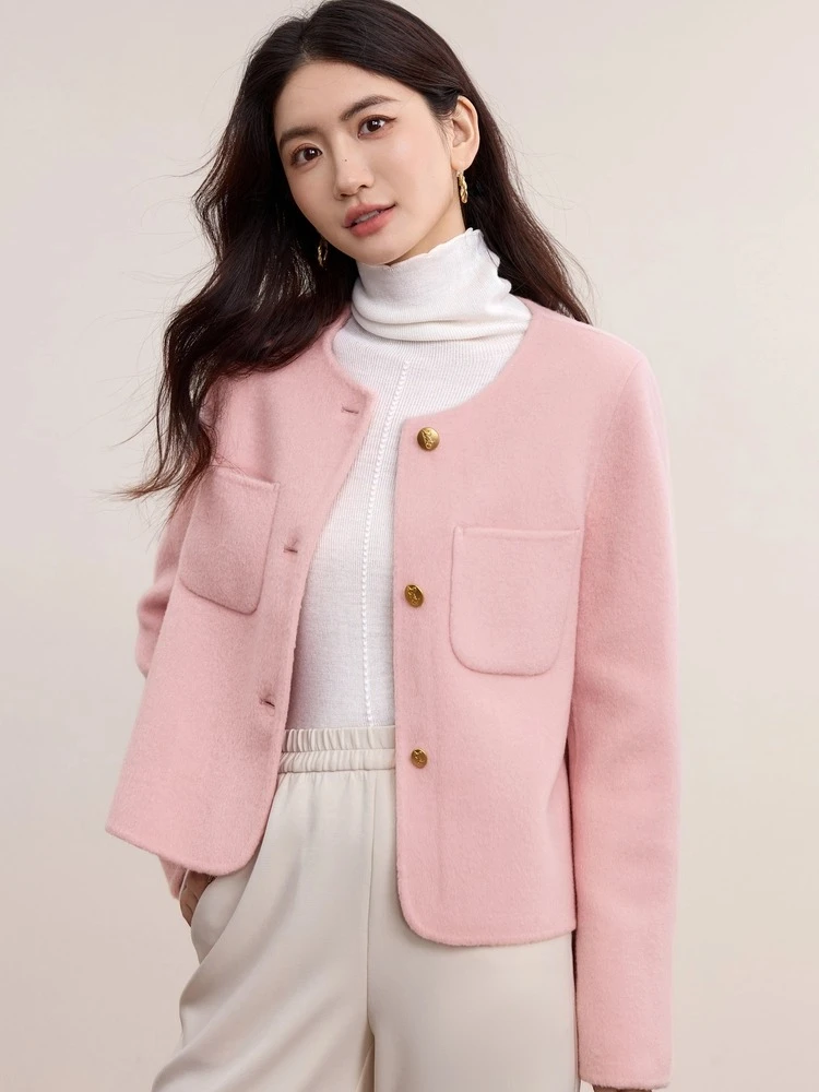 

SENTUBILA Women's 100% Wool Double Faced Coat 2025 Winter Warm Thick Tweed Jacket Women Casual Versatile Outerwear W54OG3300X