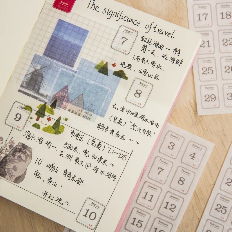 12 Sheets Date Sticker Calendar Sticker 365 Days Calendar Labels Planner Sticker Decorative Planner