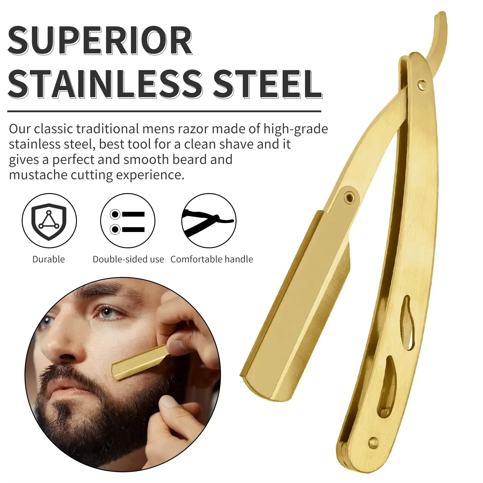 Barber Manual Shaving Razor Men Folding Beard Cutter Barber Replaceable Blades Shavette Trimming Barbershop Tool