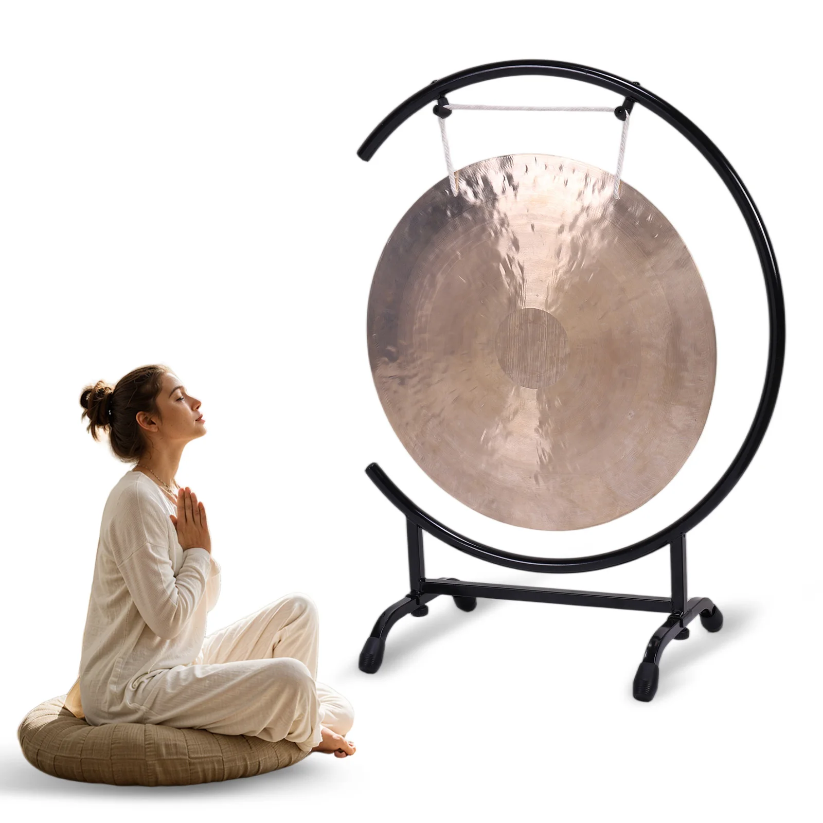 

18-дюймовый китайский медный гонг с подставкой и молотком, настольный гонг для домашнего декора, подарок на новоселье