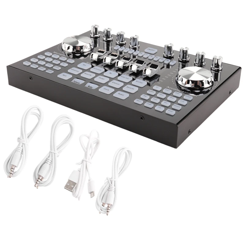 RISE-K1 Live Sound Card Portable Bluetooth Sound Card Profession Adjustable Volume Audio for Music Recording Karaoke Singing