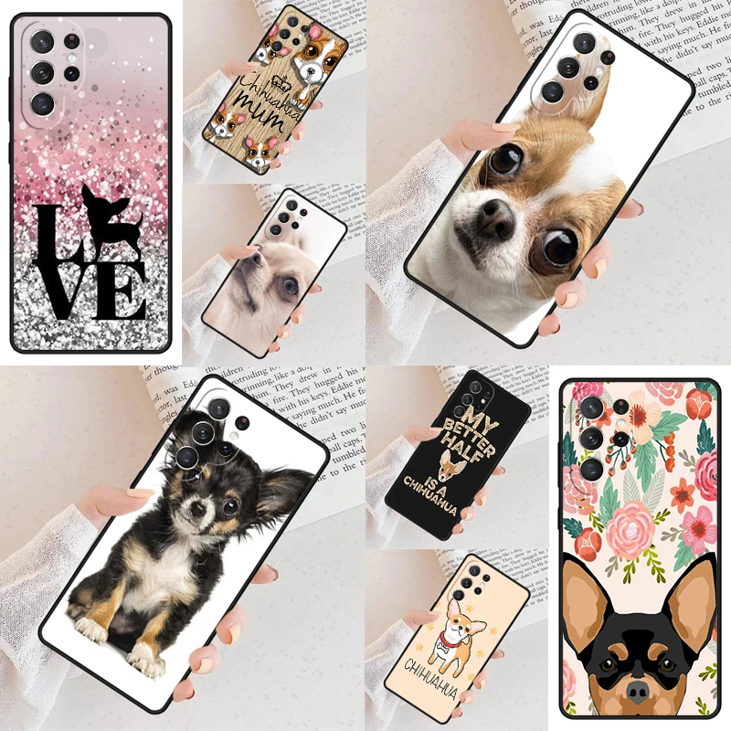 Chihuahua Cute Dog Puppy collage Phone Case For Samsung Galaxy S24 S23 S22 S21 Ultra S10 Note 10 Pro S20 Plus FE S9 S8 Cover