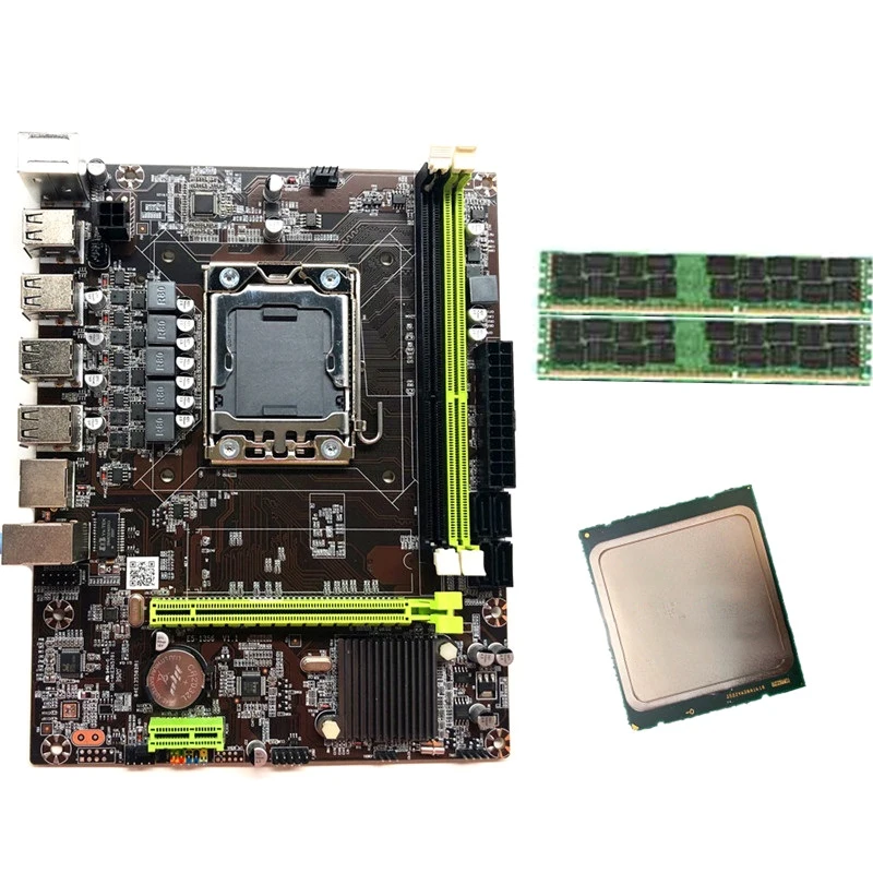 X79 1356 Motherboard Set with Xeon LGA 1356 E5 2450 C2 Cpu 2X4GB = 8GB 1600MHz DDR3 ECC REG Memory Ram Pc3 12800