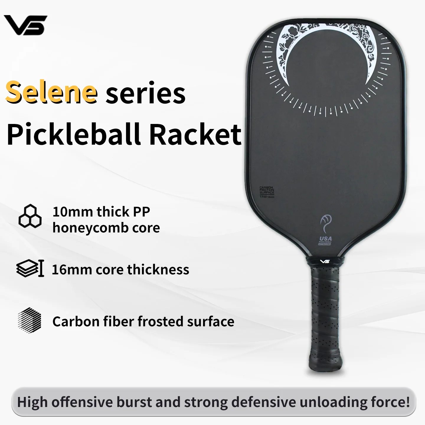 

Aggressive play type recommended T700 carbon fiber pickleball paddle, carbon fiber reinforced structure, exquisite set