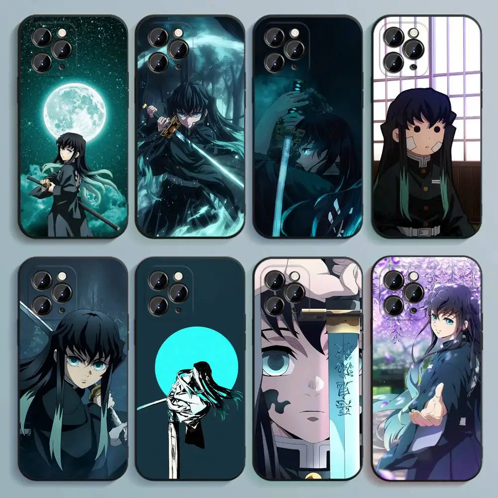 

Demon Slayer Muichiro Tokito Phone Case For iPhone 17,16,15,14,13,12,Pro,Max,Plus,E,SE4,Air,Mini Black Soft Cover