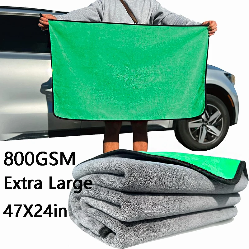 Microfiber Car Drying Towel Extra Large 800 GSM Auto Drying Towel Water Absorber Car Thick Drying Towel Cleaning Cloth No Streak