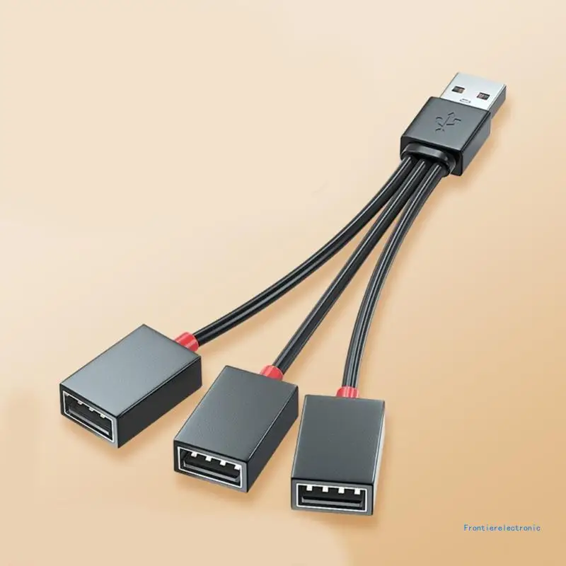 3-in-1-USB-Splitterkabel, USB-Stromverteiler, 1 Stecker auf 3 Buchsen, USB 2.0-Adapter, 1 auf 3 USB-Splitter, USB-Verlängerungskabel