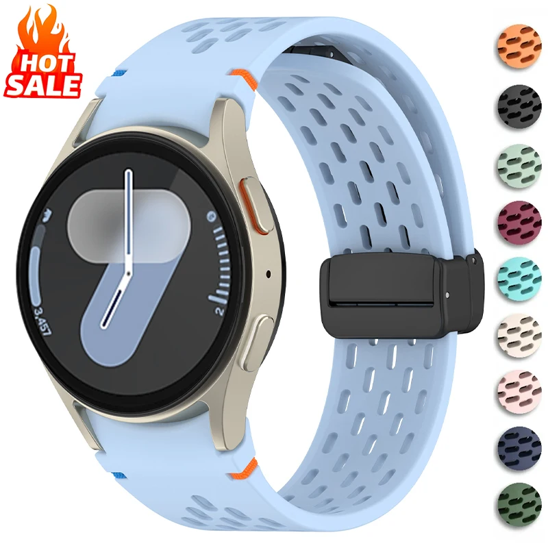 No Gaps Silicone Strap for Samsung Galaxy Watch 7 6 5 4 FE 40/44mm 5Pro 45mm Magnetic Band for Galaxy Watch 6 4 Classic Bracelet