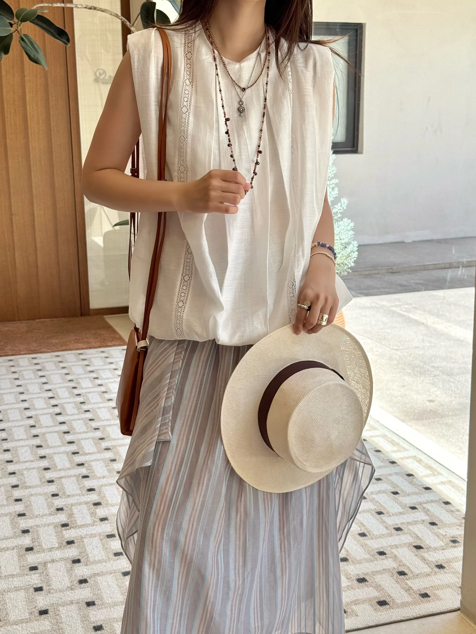 

Cello Sonata Spring Summer New Sle Women's Svel Lace Patchwork Wide oulder Top White Color Commute Sle Loose Fit