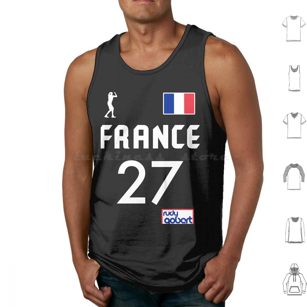 Rudy Gobert ) ) ( ( 2021 France Basketball Team Jersey Tank Tops Vest Sleeveless Rudy Gobert Basketball Basketball Player