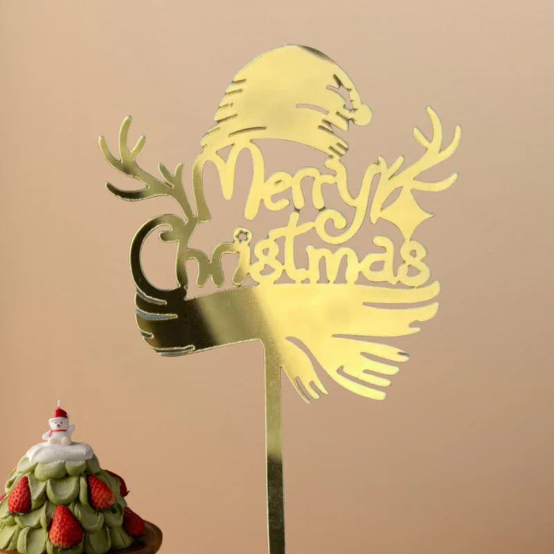 3 Stück Weihnachtskuchen-Topper, Weihnachtsbaum, Weihnachtsmann, Schneemann, Kuchendekorationen, PMMA-Acryl-Plug-in-Topper für die Weihnachtsfeier
