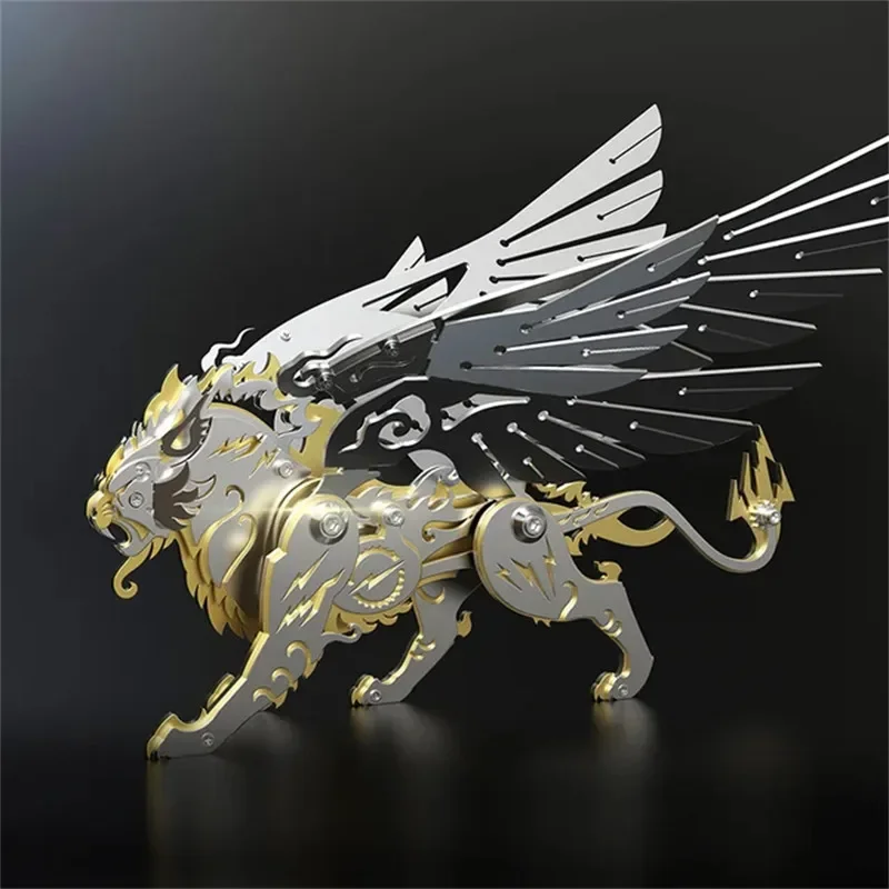 White Hu Tiger God Beast DIY Metal  Assembly Animals Model Kits 3D Puzzles Mechanical Toy Ancient Chinese Beasts Model Toy Set
