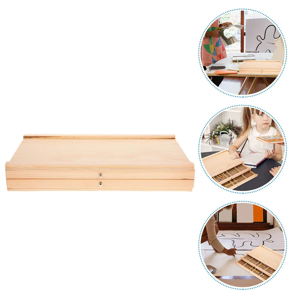 

Sketch Paintbrush Storage Box Artist Wood Drawer Marker Organizer for Supply Boxes