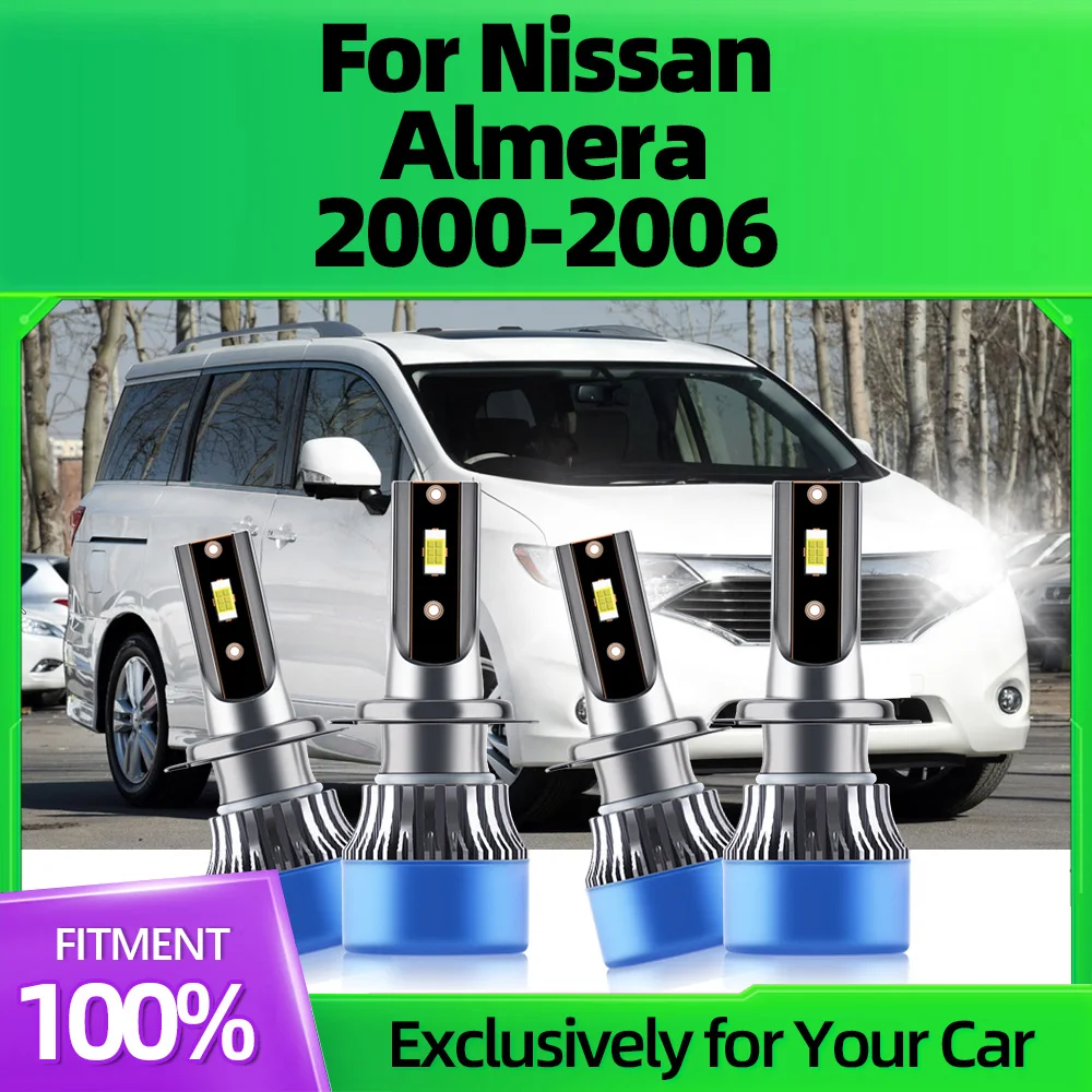 2/4 szt. Reflektorów Super jasne LED 20000lm lampy światła samochodowe reflektor samochodowy dla Nissan Almera 2000 2001 2002 2003 2004 2005 2006