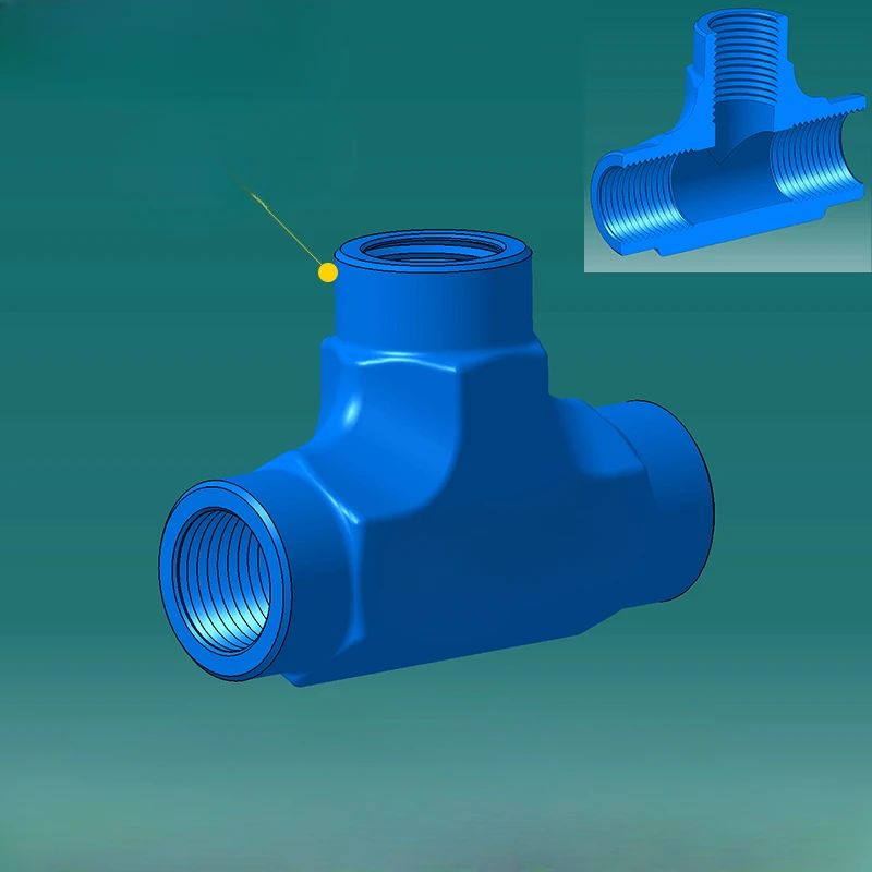 1/4 1/2 High Pressure Internal Thread Tee Joint 4 Points Thickened Die Forging Internal Thread Tee 2 Points