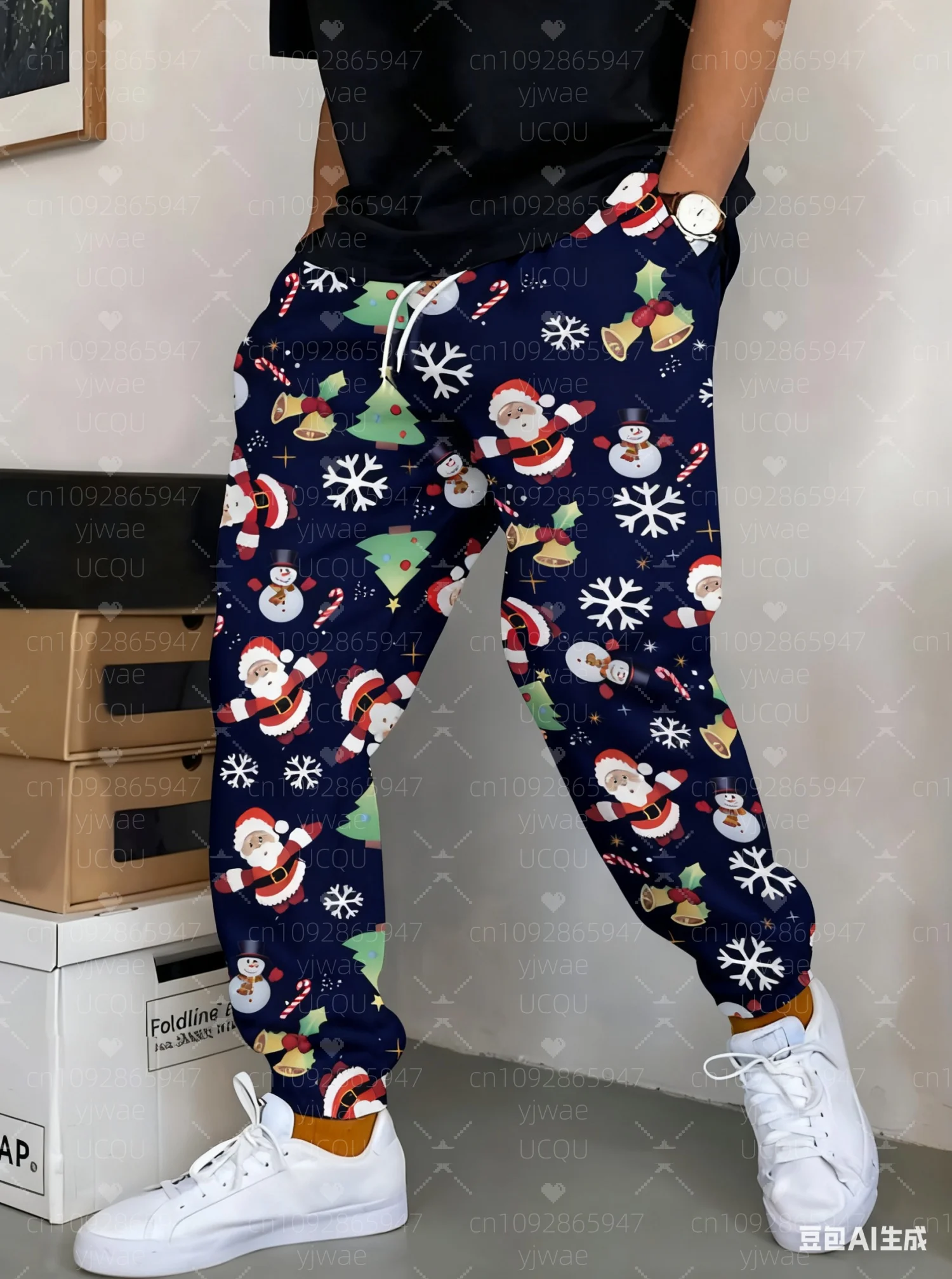 2025 New Autumn Men Christmas Santa Claus Adult Pants Pajamas Pants Casual Daily Long Pants Men Women Pajamas Trousers