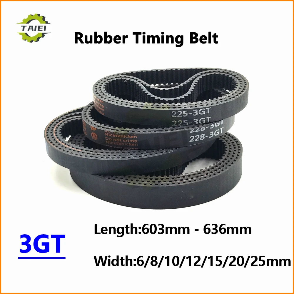 

3GT Rubber Synchronous Belt Length 603 606 609 612 615 618 621 624 627 630 633 636mm Width 6-25mm GT3 Timing Belt G3M Drive Belt
