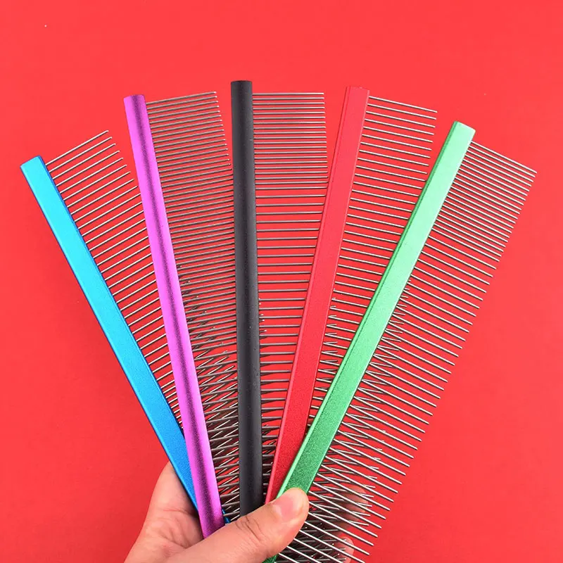 Colorful Pet Comb Stainless Steel Dog Grooming Comb Hair Remover Cat Dogs Cleaning Brush Cats Pets Care  Accessories 20-25cm