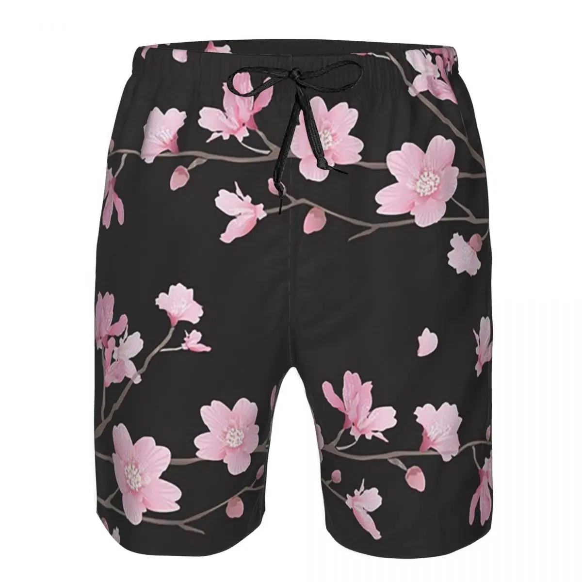 Cherry Blossom Flower Plant - Black Trunks Beach Board Shorts Casual Quick Dry Swim Summer Men Pants