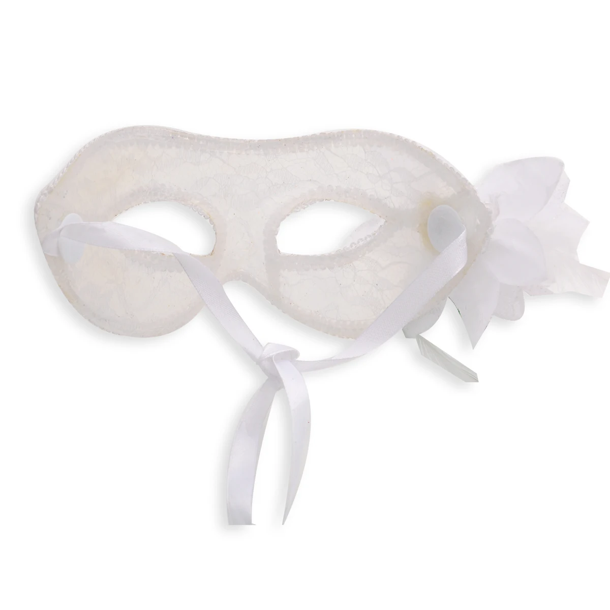 

White Masquerade Mask Costume Party Feathered Translucent Eye Mask Lace Flower Halloween Gras Ball Costume Accessory