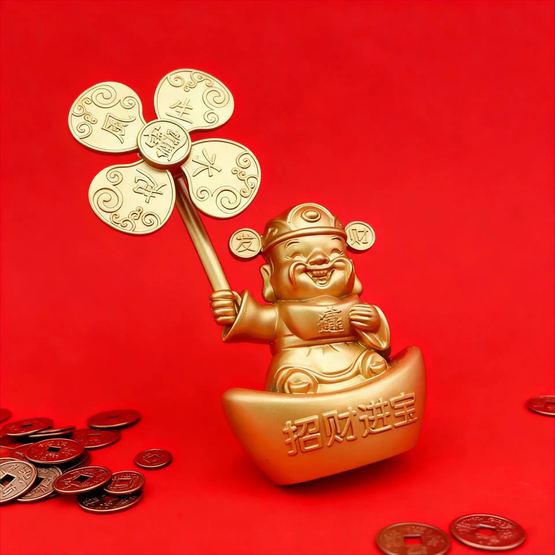 2026 Fengsheng Shuiqi Yuanbao God of Wealth Ornament, Lucky Ornament for Office, Home and Living Room