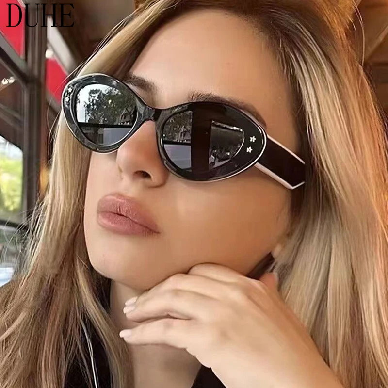 Oval Cat Eye Fashion Sunglasses Women's High-End Luxury Personalized Commuting Sunglasses Outdoor Retro Simple Sunglasses UV400.