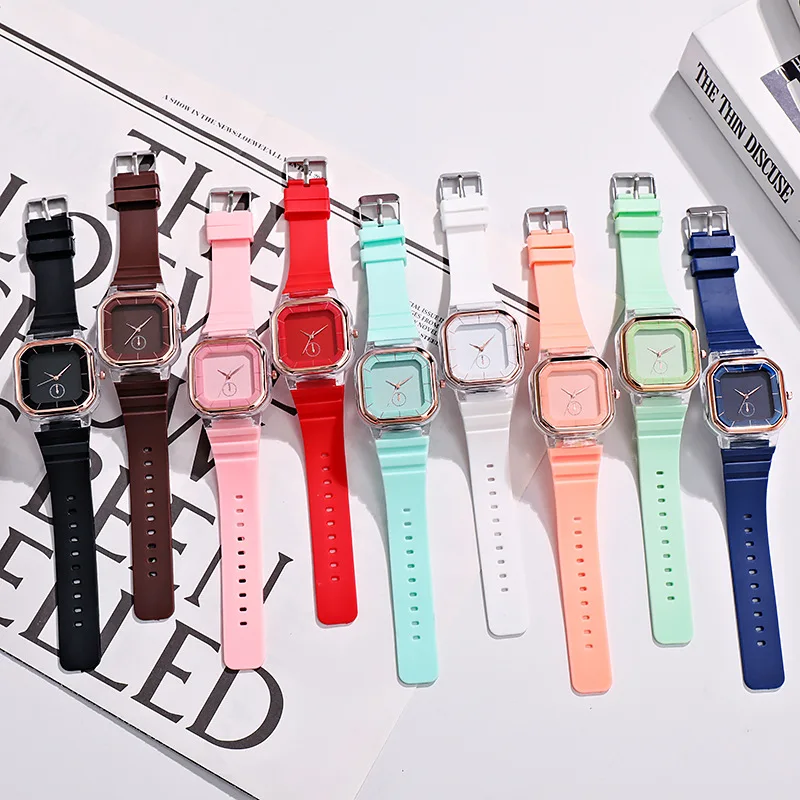 Fashion Women Watch Colorful Sport Jelly Silicone Strap Quartz Wristwatch Men Casual Wristwatch Couple Watches Creative Gifts