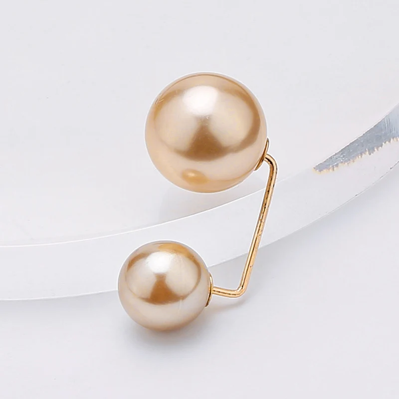 Großhandel Doppel Perle Metall Brosche Für Frauen Kleidung der Zubehör Feste Sicherheit Pin Schal Clip Kleid Dekoration Perle Schmuck – Detail 10