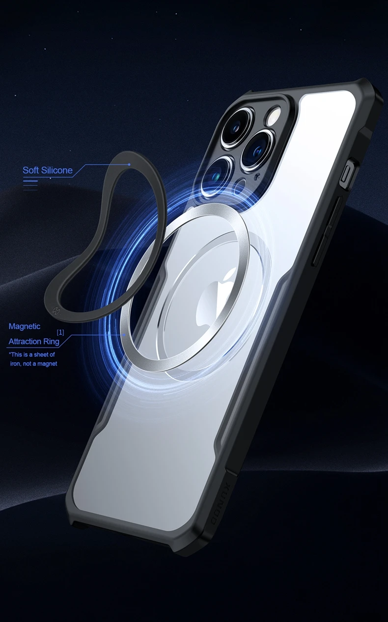 Xundd Hülle für iPhone 15 14 16 17 Pro Max 17 Air Phone 13 Pro 12 Magnetische Hülle, Airbag-Stoßfeste Schale, Kameraschutz-Abdeckung – Detail 4