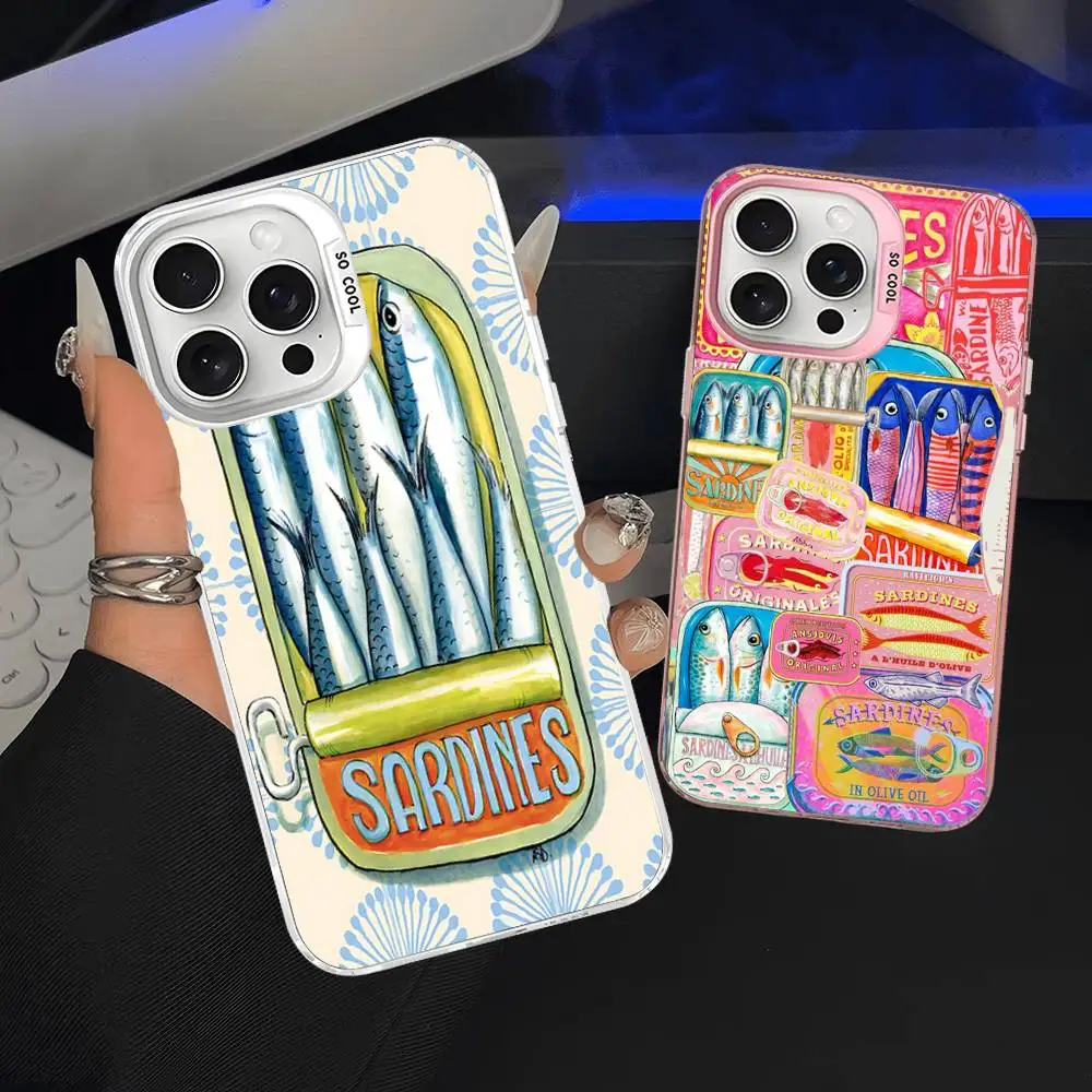 Sardines Fish Phone Case For IPhone 17 Air 16 15 14 13 12 11 Pro Max Color Hard Cover