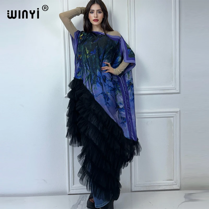 WINYI แอฟริกาเสื้อผ้าพลัสขนาดผู้หญิงแฟชั่น boho พิมพ์ Kaftan Maxi ชุด abaya ดูไบหรูหรา 2024 ผู้หญิงมุสลิมชุดแอฟริกัน