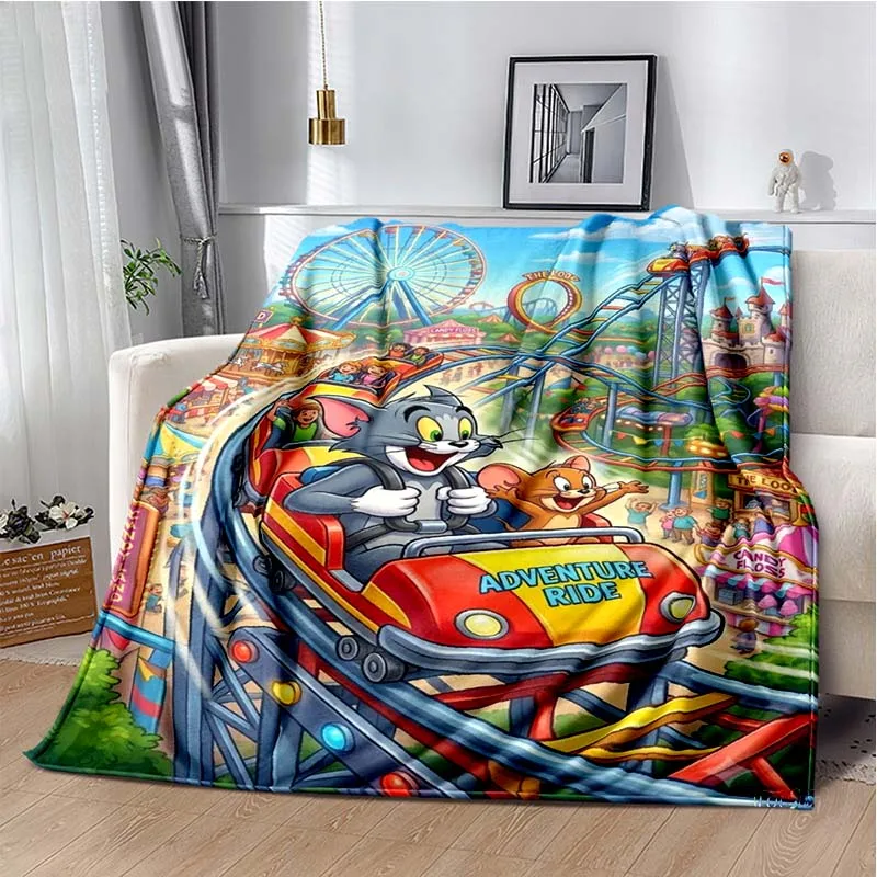 Cartoon Anime-TOM-AND-JERRY-CUTE Kawai Super Soft Throw Blanket,Warm Cozy Blanket for Bed,Sofa,Bedroom,Living Room,Travel,Hiking